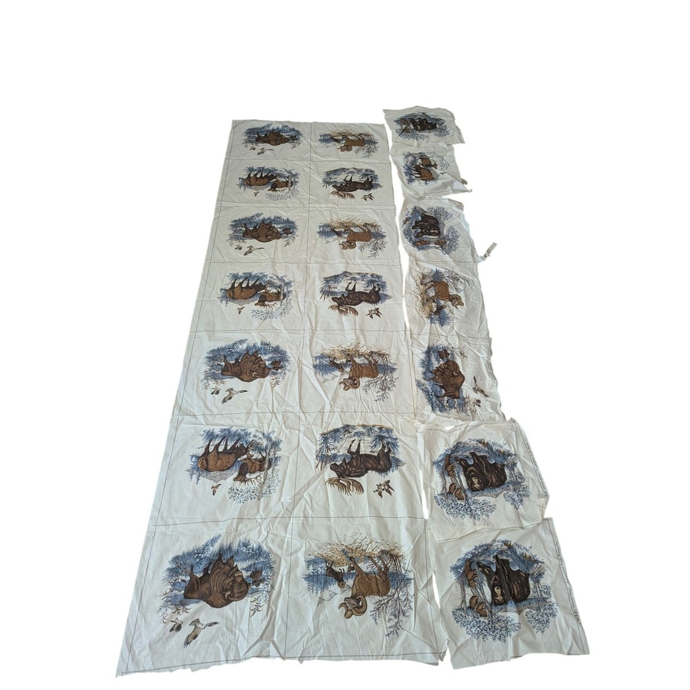 Cranston Print Works VIP Wildlife Fabric Panel Moose Bear Bison Ram 30x88 Cotton